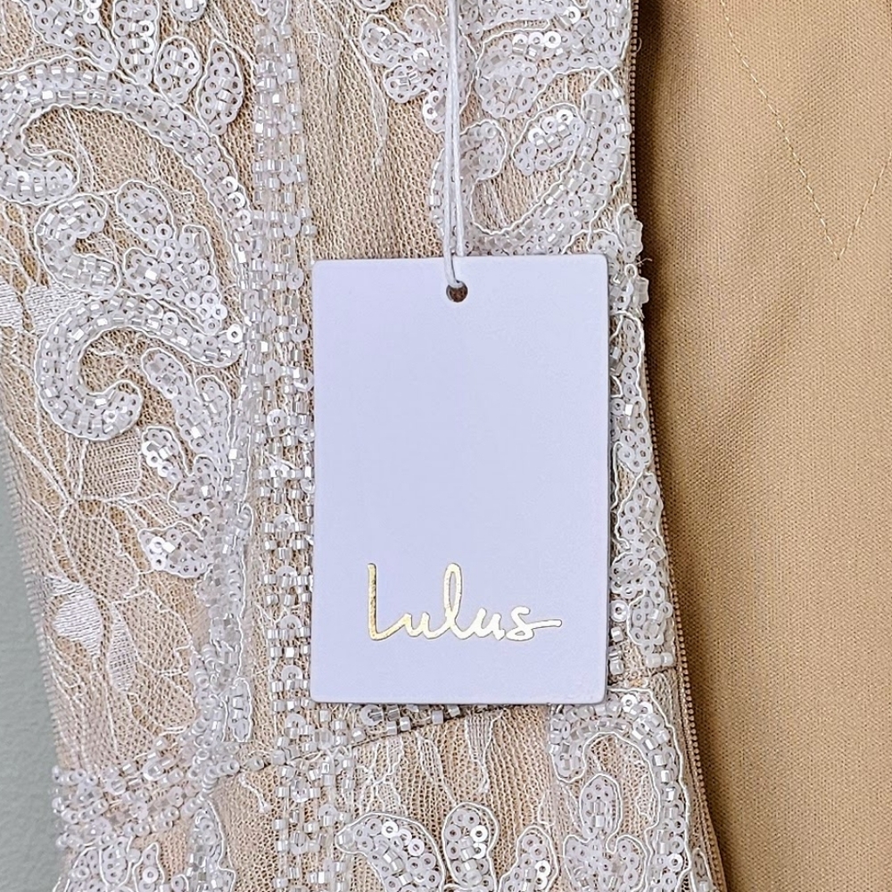 Lulu's Off-Shoulder Lace Wedding Dress - Cream - Picture 14 of 15